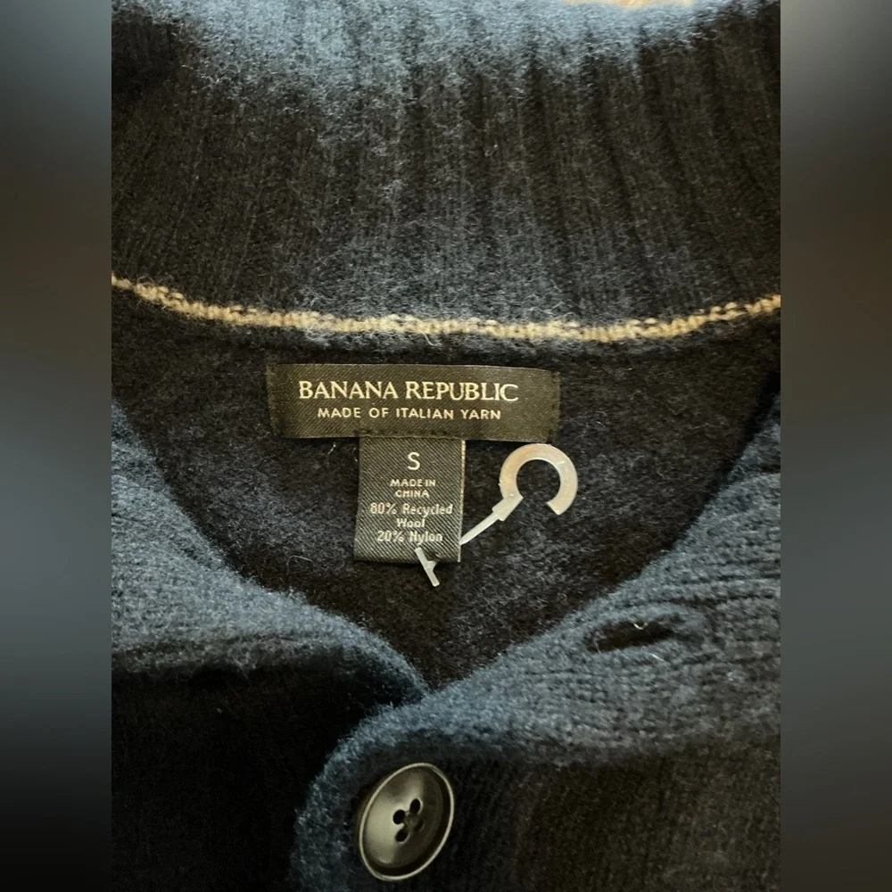 Banana Republic Men’s Navy Blue Mock Neck Button Mock Neck Sweater - Size S